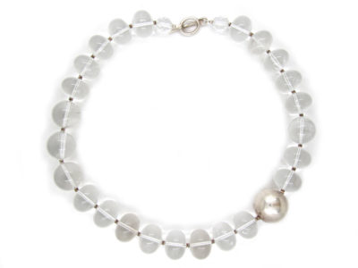 Large Rock Crystal & Silver Ball Statement Necklace
