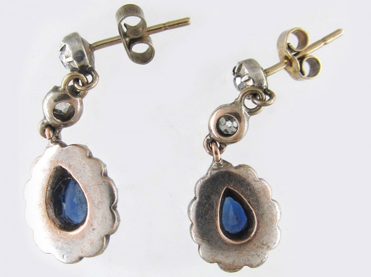 Georgian Sapphire ​& Diamond Drop Earrings