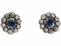 Edwardian Sapphire & diamond Cluster Earrings