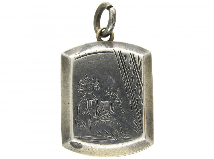 Victorian Silver Back & Front Geisha Girl Locket