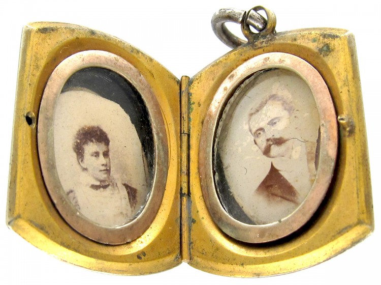 Victorian Silver Back & Front Geisha Girl Locket