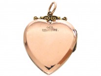 Edwardian 9ct Back & Front Gold Heart Locket with Swallow Motif