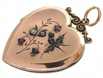 Edwardian 9ct Back & Front Gold Heart Locket with Swallow Motif