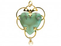 Murrle Bennett 15ct Gold & Turquoise Art Nouveau Pendant