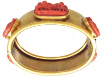 Grand Tour 18ct Gold & Carved Coral Neo Classical Bangle