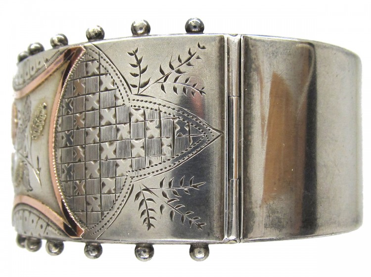 Victorian Silver & Two Colour Gold Overlay Bangle