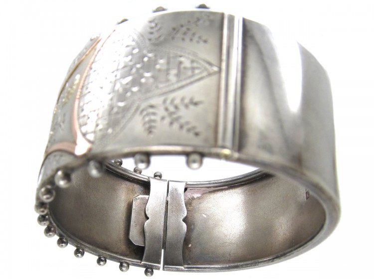Victorian Silver & Two Colour Gold Overlay Bangle