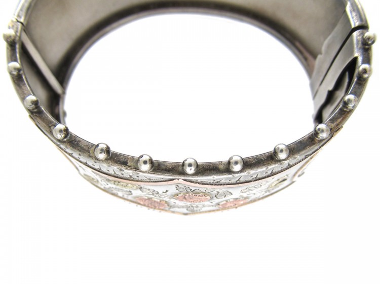 Victorian Silver & Two Colour Gold Overlay Bangle