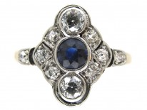 Art Deco Sapphire & Diamond Diamond Shaped Ring