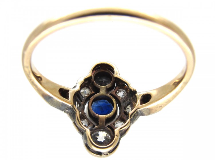 Art Deco Sapphire & Diamond Diamond Shaped Ring
