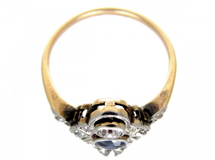 Art Deco Sapphire & Diamond Diamond Shaped Ring