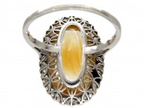 Edwardian Large Oval Citrine & Diamond Ring