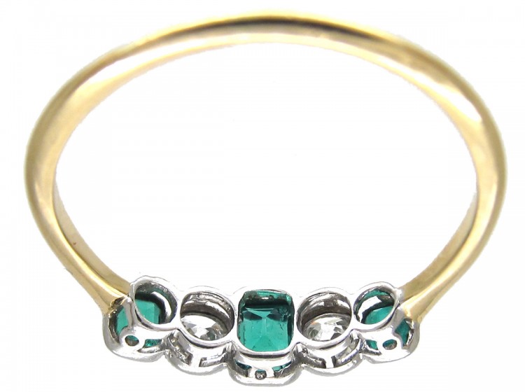 Edwardian Emerald & Diamond Five Stone Ring
