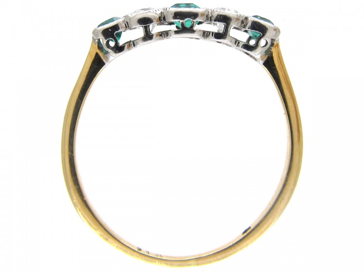 Edwardian Emerald & Diamond Five Stone Ring