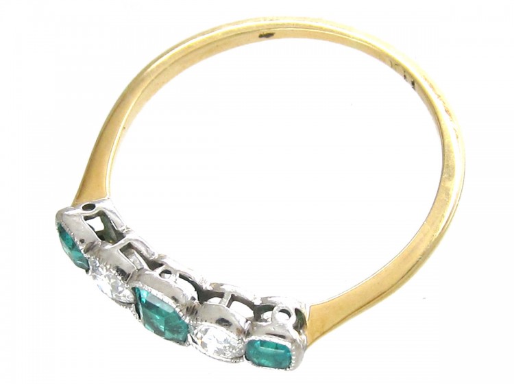 Edwardian Emerald & Diamond Five Stone Ring
