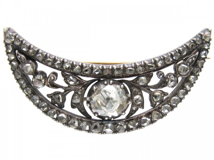 Georgian Diamond Crescent Brooch