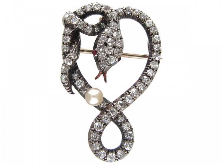 Victorian Diamond Snake Brooch