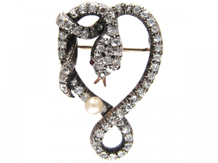 Victorian Diamond Snake Brooch