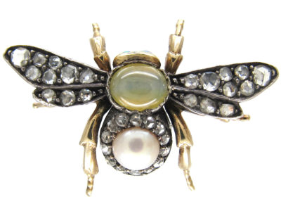 Diamond, Cat's Eye & Opal Bee Brooch