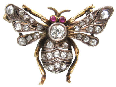 Diamond & Ruby Bee Brooch