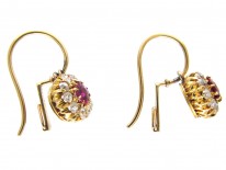Edwardian Ruby & Diamond Cluster Earrings