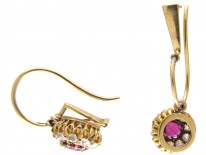 Edwardian Ruby & Diamond Cluster Earrings