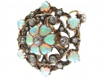 Edwardian Diamond & Opal Hearts Pendant / Brooch