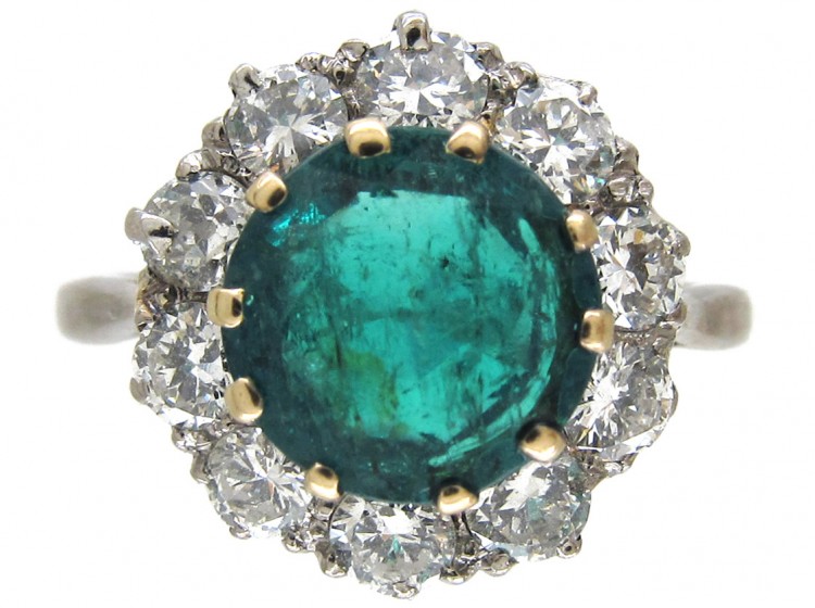 Emerald & Diamond Cluster Ring