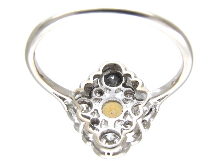 Edwardian Platinum, Diamond & Natural Pearl Cluster Ring