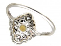 Edwardian Platinum, Diamond & Natural Pearl Cluster Ring