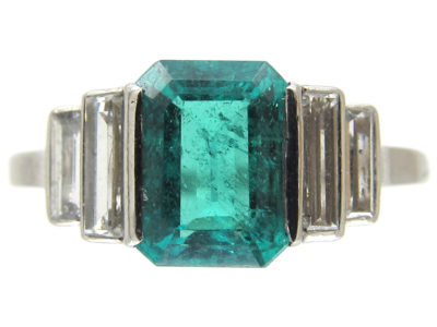 Art Deco Emerald & Diamond Baguette Ring Art Deco Emerald & Diamond Baguette Ring