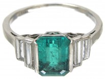 Art Deco Emerald & Diamond Baguette Ring