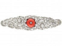 Diamond & Coral Brooch Art Deco Brooch