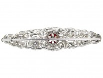Diamond & Coral Brooch Art Deco Brooch