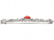 Diamond & Coral Brooch Art Deco Brooch