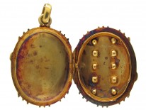 Ruby & Emerald Studded Victorian Gold Oval Locket