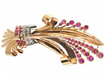 Ruby & Diamond Large Wheatsheaf Spray Brooch