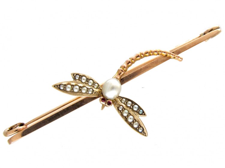 Gold Edwardian Dragonfly Brooch