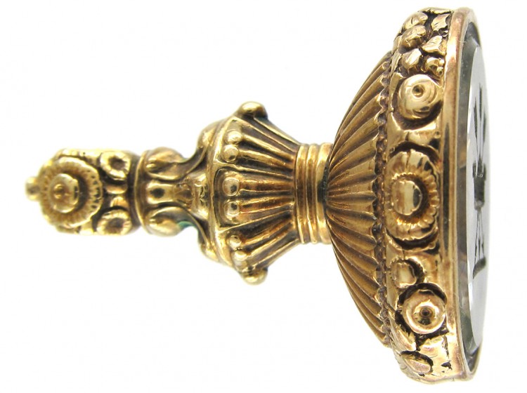 Georgian Rock Crystal & Gold Seal with Coronet & Arrows Intaglio