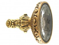 Georgian Rock Crystal & Gold Seal with Coronet & Arrows Intaglio
