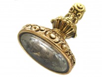 Georgian Rock Crystal & Gold Seal with Coronet & Arrows Intaglio