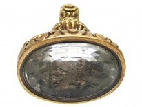 Georgian Rock Crystal & Gold Seal with Coronet & Arrows Intaglio