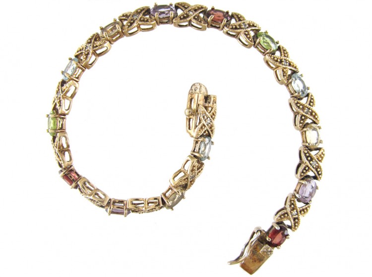 Silver Gilt Multi Stone Bracelet