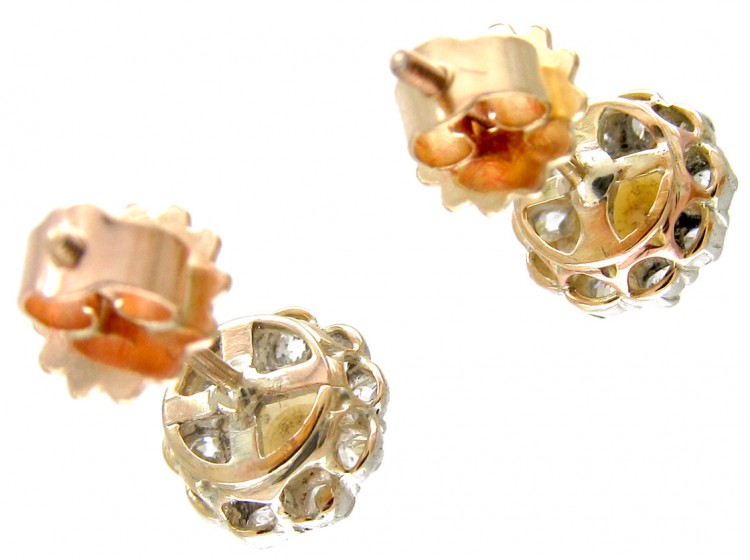 Edwardian Natural Pearl & Diamond Cluster Earrings