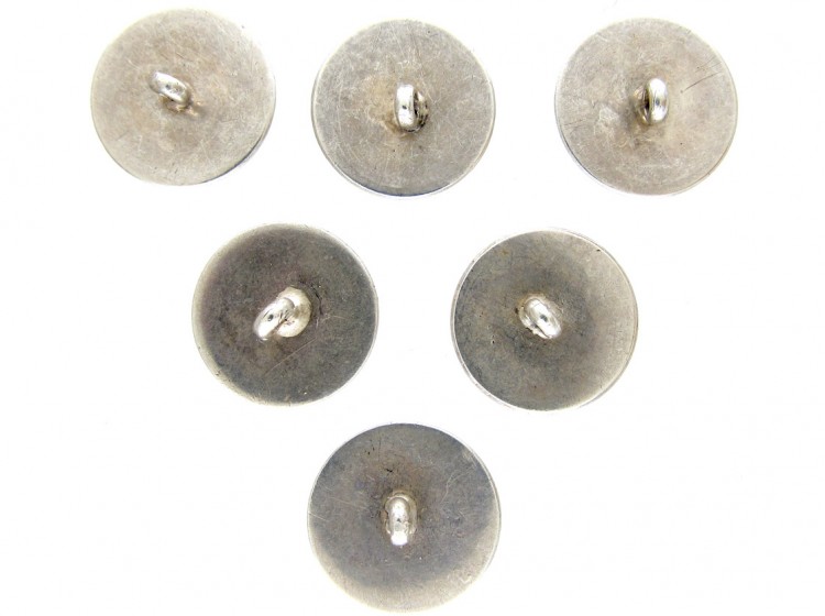 Set of Six Silver Angel Buttons