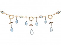 Edwardian Aquamarine Diamond & Natural Pearl Necklace