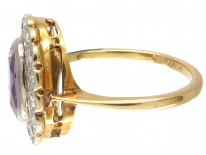 Edwardian Amethyst & Diamond Oval Cluster Ring