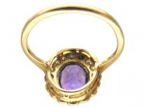 Edwardian Amethyst & Diamond Oval Cluster Ring