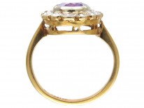 Edwardian Amethyst & Diamond Oval Cluster Ring