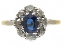 Art Deco Sapphire & Diamond Cluster Ring